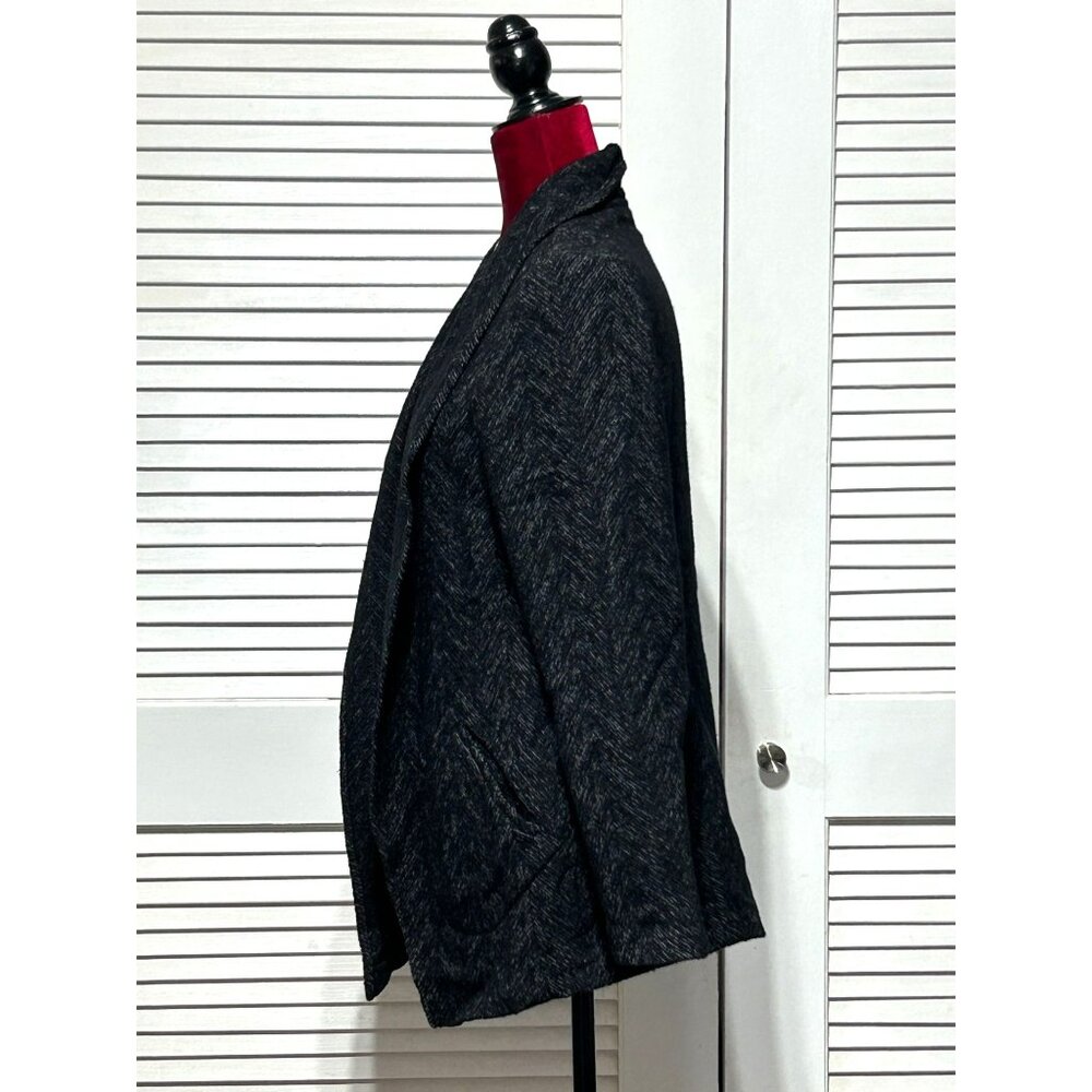 Eileen Fisher Womens Black White Herringbone Wool Blend Sweater Blazer Sz S 3053 - Picture 3 of 10